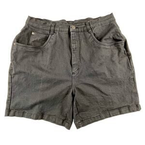 AMANDA | Vintage Size 16W Black Denim Cherokee High Waisted Mom Short Pants